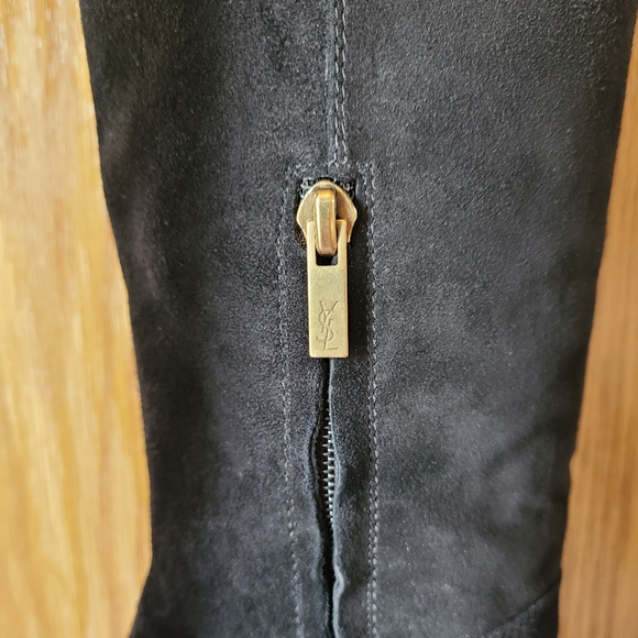 Auth YSL Suede Knee High Boots Size IT40/ US9.5 🖤 EUC - Picture 2 of 14